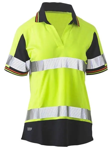 Bisley Women's Taped Two Tone Hi Vis V-neck Polo Shirt BKL1225T Bisley Workwear